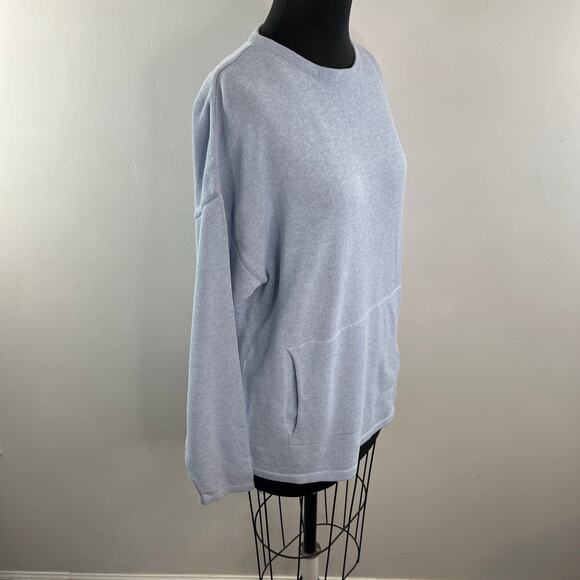 COUSIN JOHNNY Light Blue Knit Sweater Cotton Long Sleeve Pullover Size L Large - Picture 6 of 11